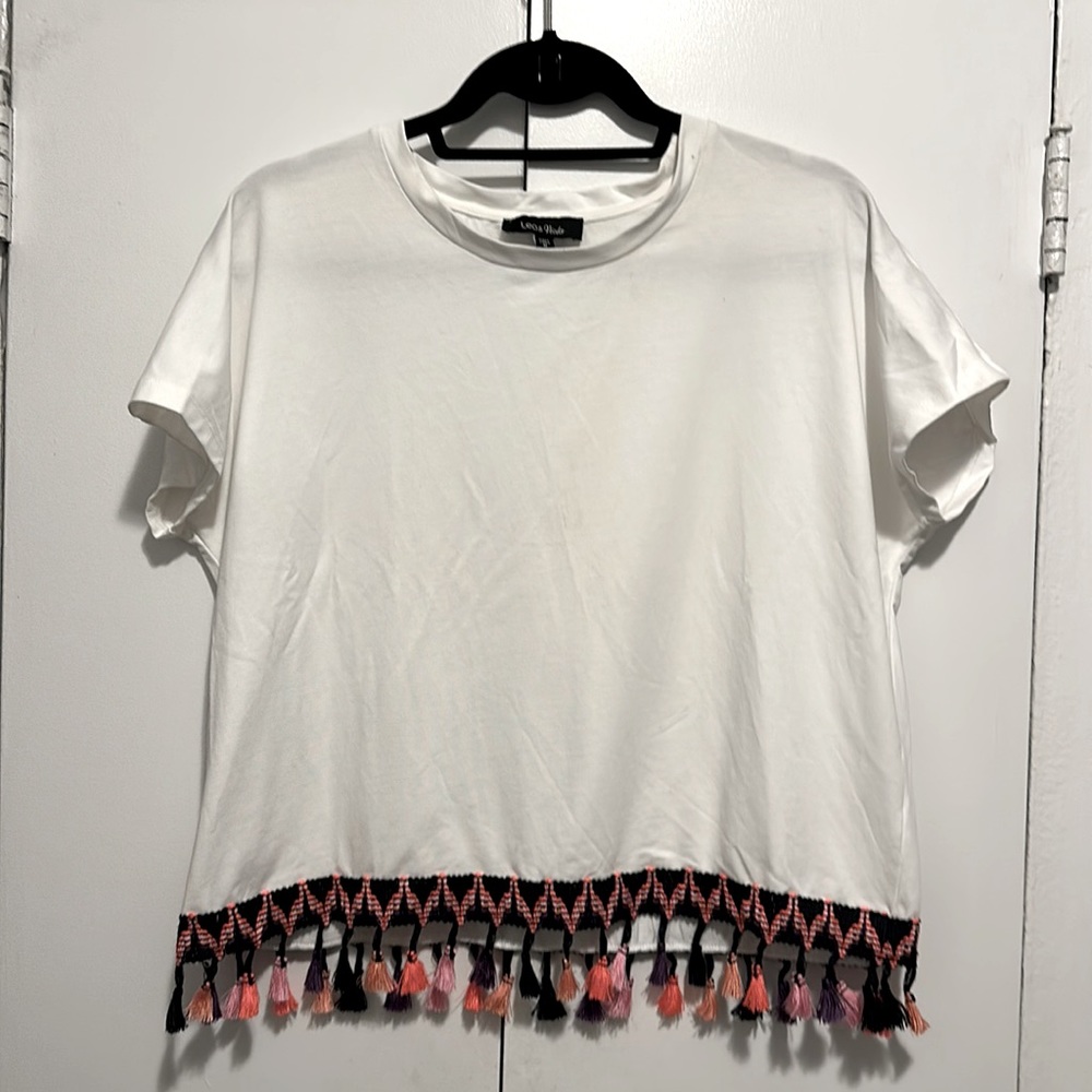 Lea and viola white shirt with tassels